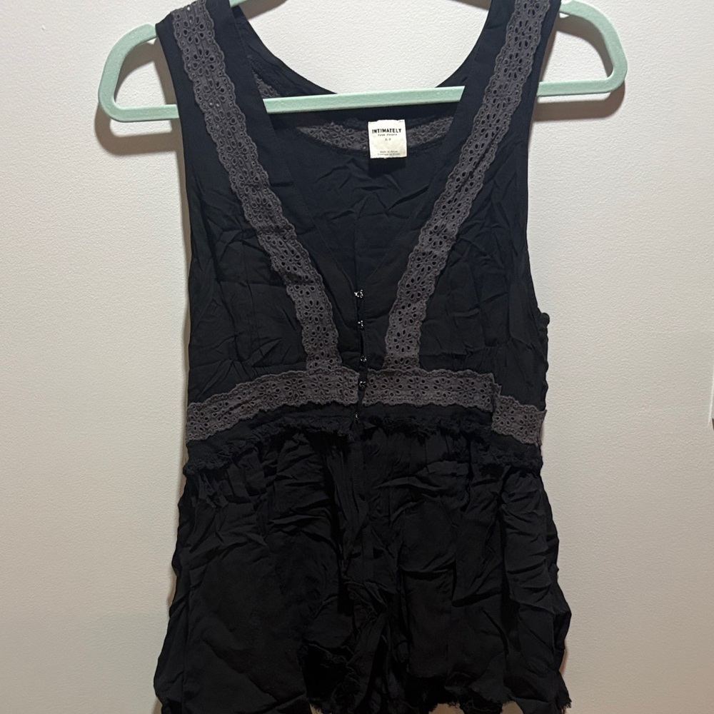 Free People Purple and Black Lace Top